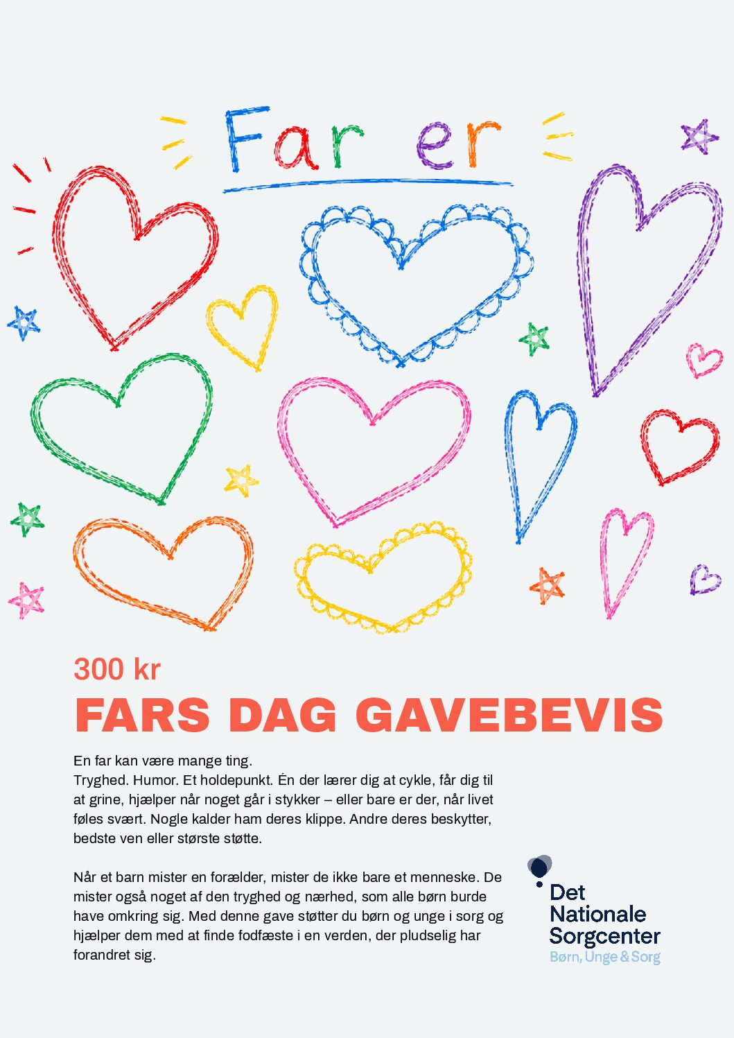 Fars dag gavebevis m. hjerter, donation 300 kr.